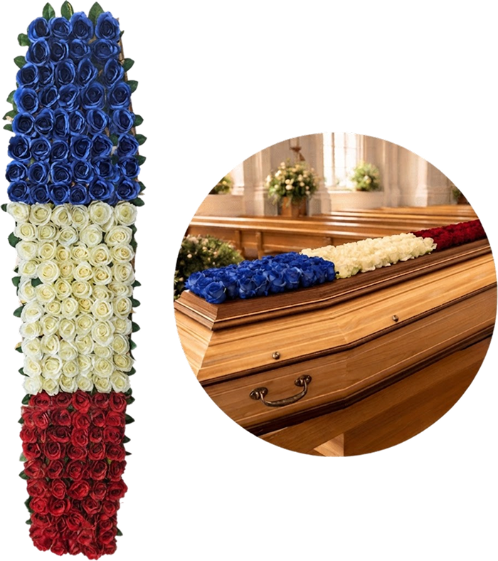 Drapeau Tricolore en roses fraîches